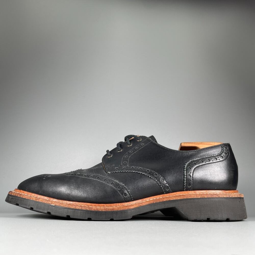 Solovair Men's UK 9 US 10 Black Leather Derby Wingtip Dress Shoes Casual Lace Up